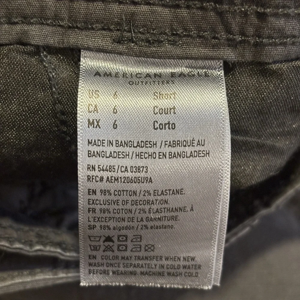 American Eagle Cargo Pants Women's 6 Short Wide Leg Black Baggy Utility Stretch - Picture 14 of 16